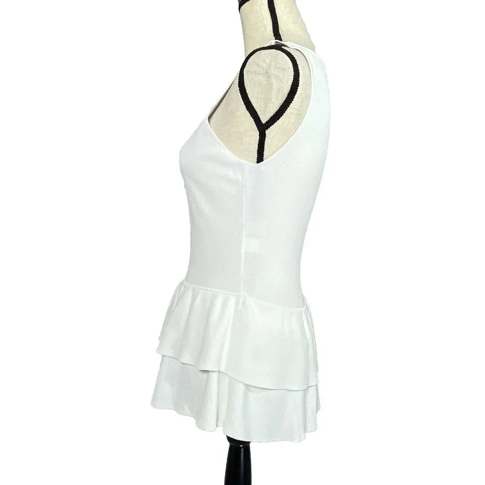 Lilly Pulitzer Cumberland White Peplum Top Womens S Sweater Knit Style 28008 - Picture 4 of 9